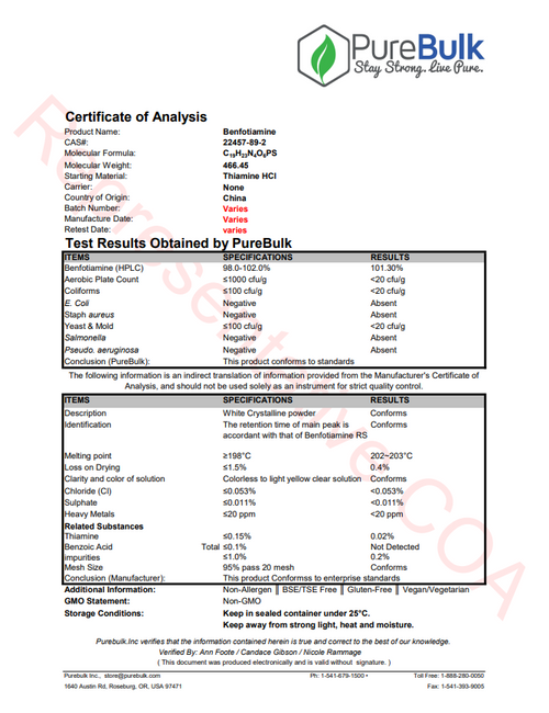Benfo | Fat-Soluble Vitamin B1 for Weight Loss & Neurologic Support